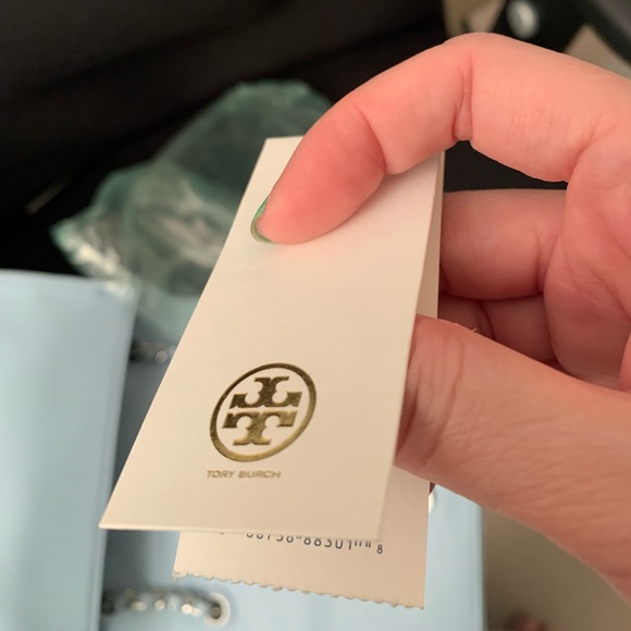 Tory Burch Fleming icy blue leather convertible shoulder bag /crossbody - Picture 7 of 15